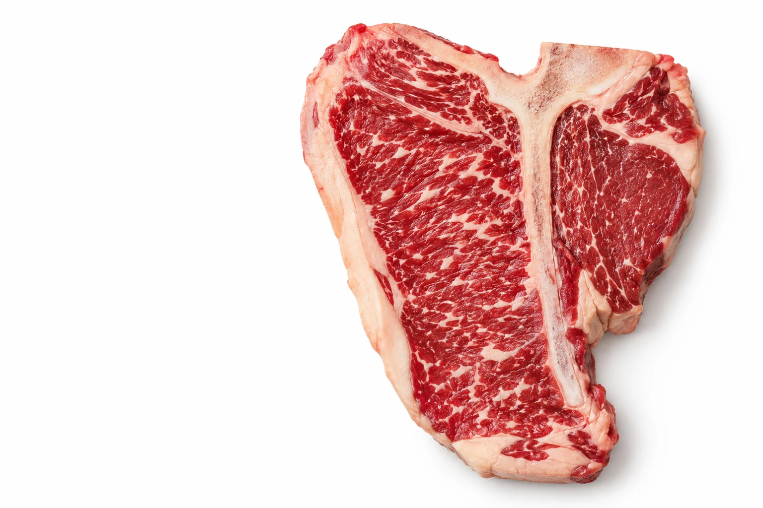 T-bone steak on a white background